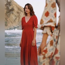 Christy Dawn Brooklyn Dress Crimson Gauze Red Size Small Rare Valentines Day