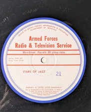 1957 AFRTS 16" Transcription Disc Record Stars Of Jazz 21/Unit 99 16