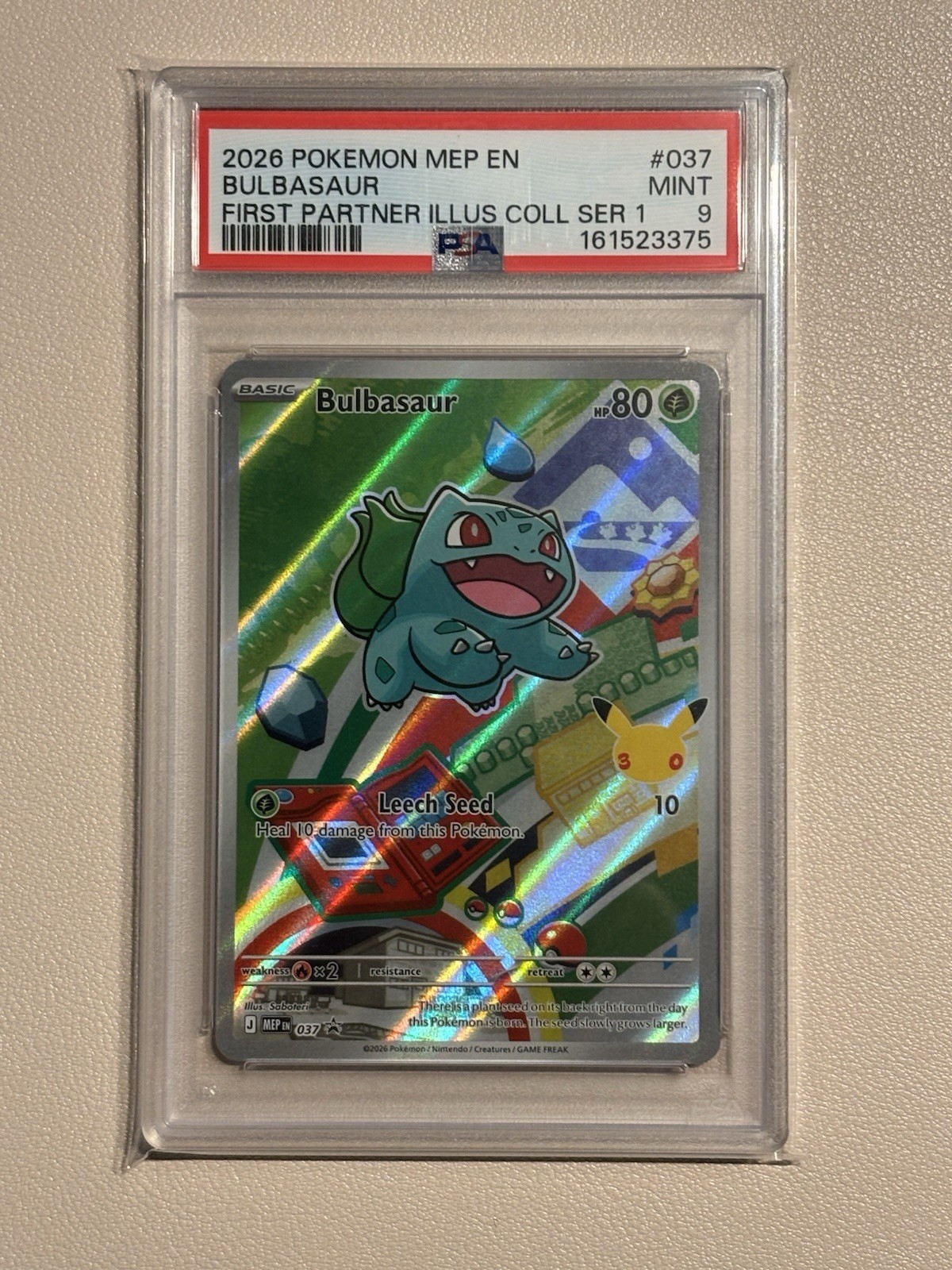 Pokemon 2026 Bulbasaur 037 First Partner Illustration Series 1 Promo PSA 9