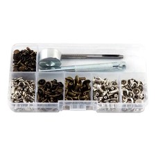 Leathercraft 120pc Silver Bronze Rivet Fastener Setter Hole Punch Tool Kit