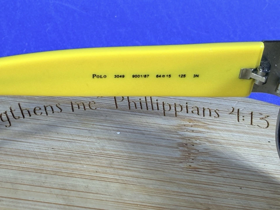 Gafas de sol vintage Polo Ralph Lauren 3049 9001/87 negro amarillo Foto 4 de 4
