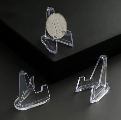10pcs Transparent Acrylic Coin Display Stands Mini Easel Holders Collectibles