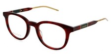 New GUCCI GG0845O 002 47mm Brown Havana Gold Square Eyeglasses Frames Italy