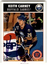 Keith Carney 1992-93 Score Rookie Auto #461 IN PERSON Buffalo Sabres