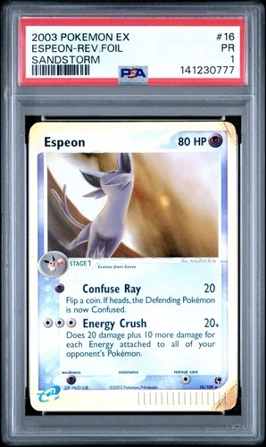 Pokémon Espeon 16/100 Sandstorm Reverse Holo Rare PSA 1 POP 2
