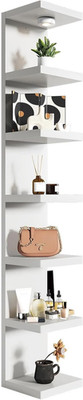 White 7-Tier Vertical Wall Shelf Unit with USB Rechargeable Led Light (Remote Co