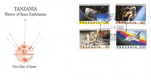 20TH ANNIV APOLLO 11 MOON LANDING FDC TANZANIA  7/20/89 COLORFUL SPACE SET