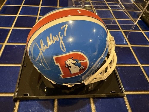 John Elway Retro Signed Denver Broncos Mini Helmet