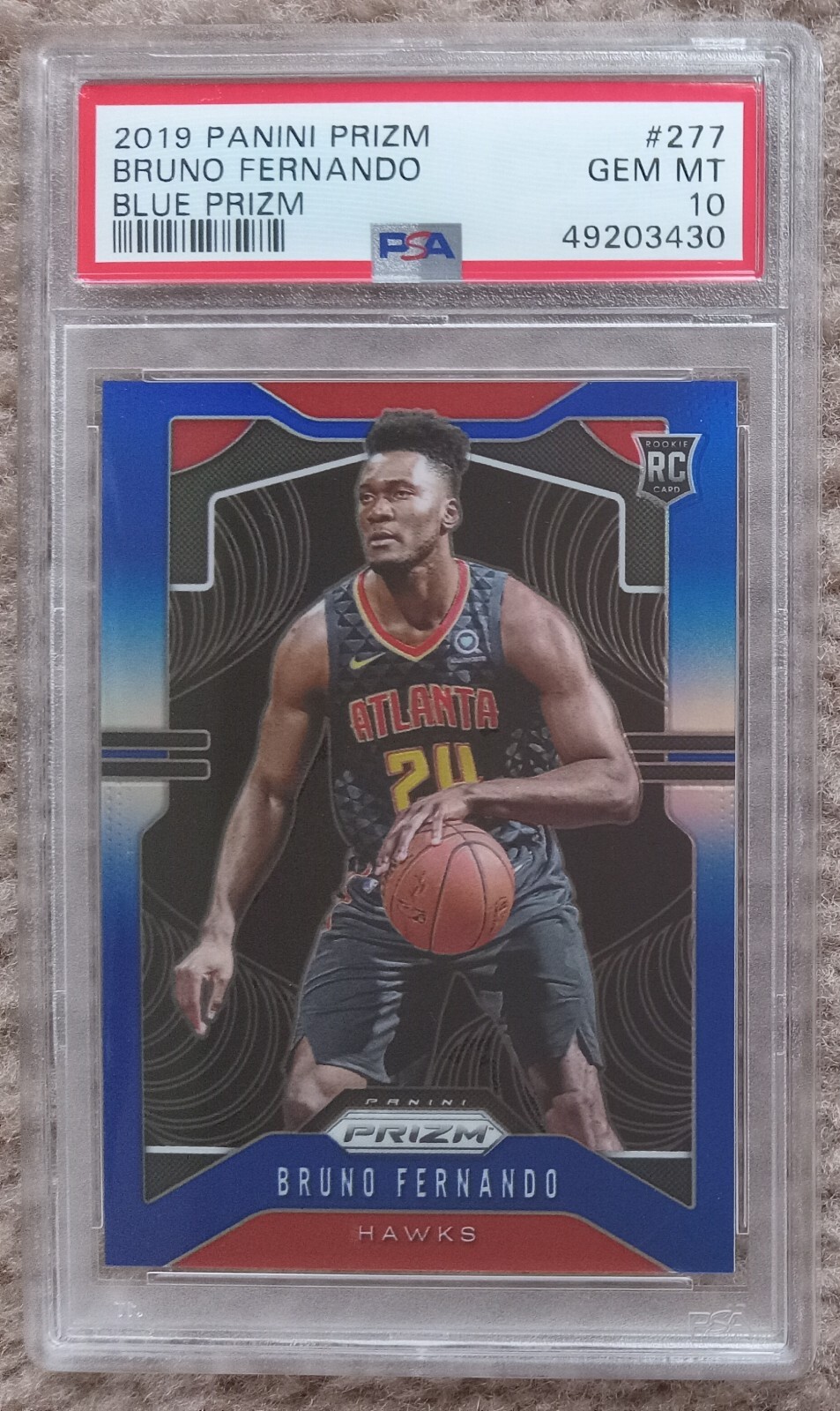 2019 Panini Prizm Blue Prizm #277 Bruno Fernando RC /199 PSA 10 Atlanta Hawks