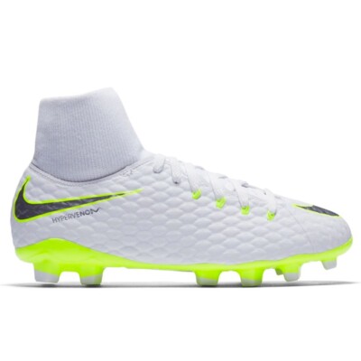 Nike JR Phantom 3 Academy DF FG - White/Metallic Grey/ Volt Cleat Soccer  Shoes | eBay