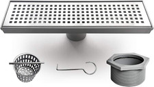 12-Inch Linear Shower Drain with Removable Grate, Professional Brushed 304 Stain