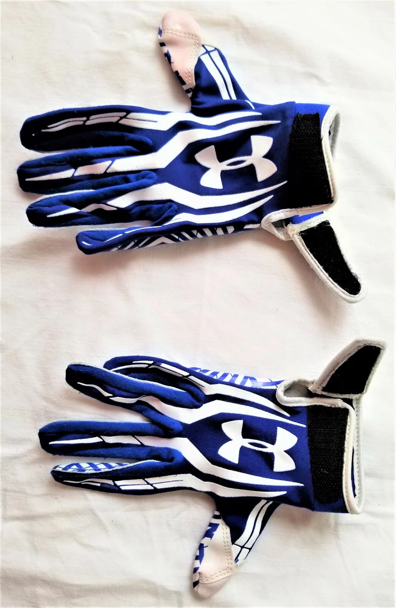 Under Armor Blue and White Athletic Batting Gloves Youth Womens