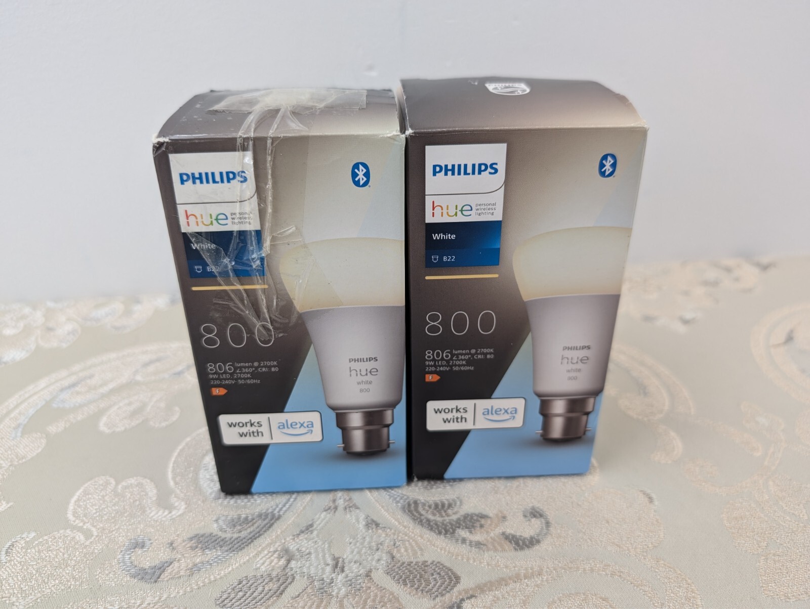 2x Philips Hue White LED Smart Light Bulb 1 Pack [B22 Bayonet Cap] Warm White -