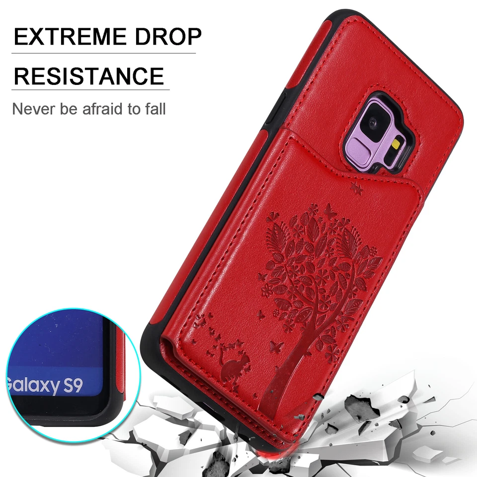 For Samsung S20 S21 Plus Note10 Luxury Pattern PU Leather Black Case Phone Cover - Image 2 of 4