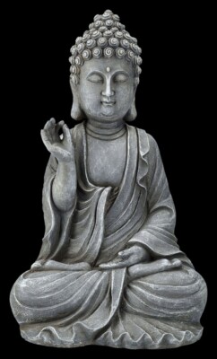 Buddha Figur Chin Mudra Spirituelle Dekofigur Mythologie Dekoration grau
