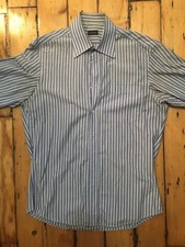 Valentino Roma Mens Blue Striped Shirt 39 15.5