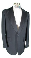 Vintage Lord West Black 1 Btn Peak Lapel Velvet Collar 70s Pimp Tuxedo 45L USA