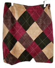 VTG Suede Patchwork Argyle Skirt Size 10 Academia Preppy Lord  Taylor