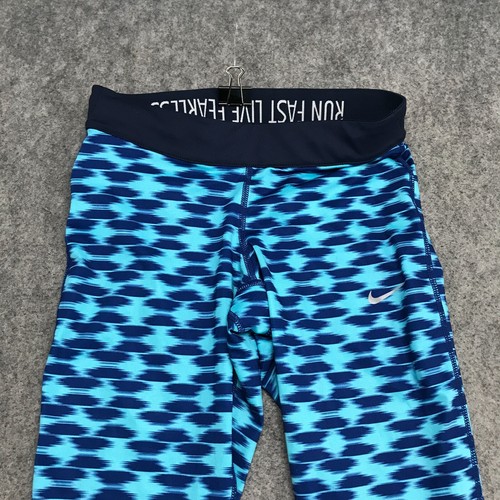 Leggings Nike Dri-Fit donna taglia XS blu stampa Capris tasca con cerniera atletico - Foto 3 di 12