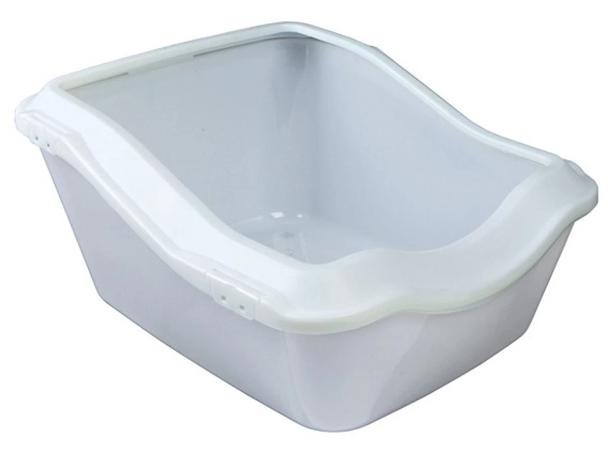 White cat top litter tray