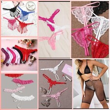 Pearl Lace Lingerie, Open Thongs Panties G-String Underwear
