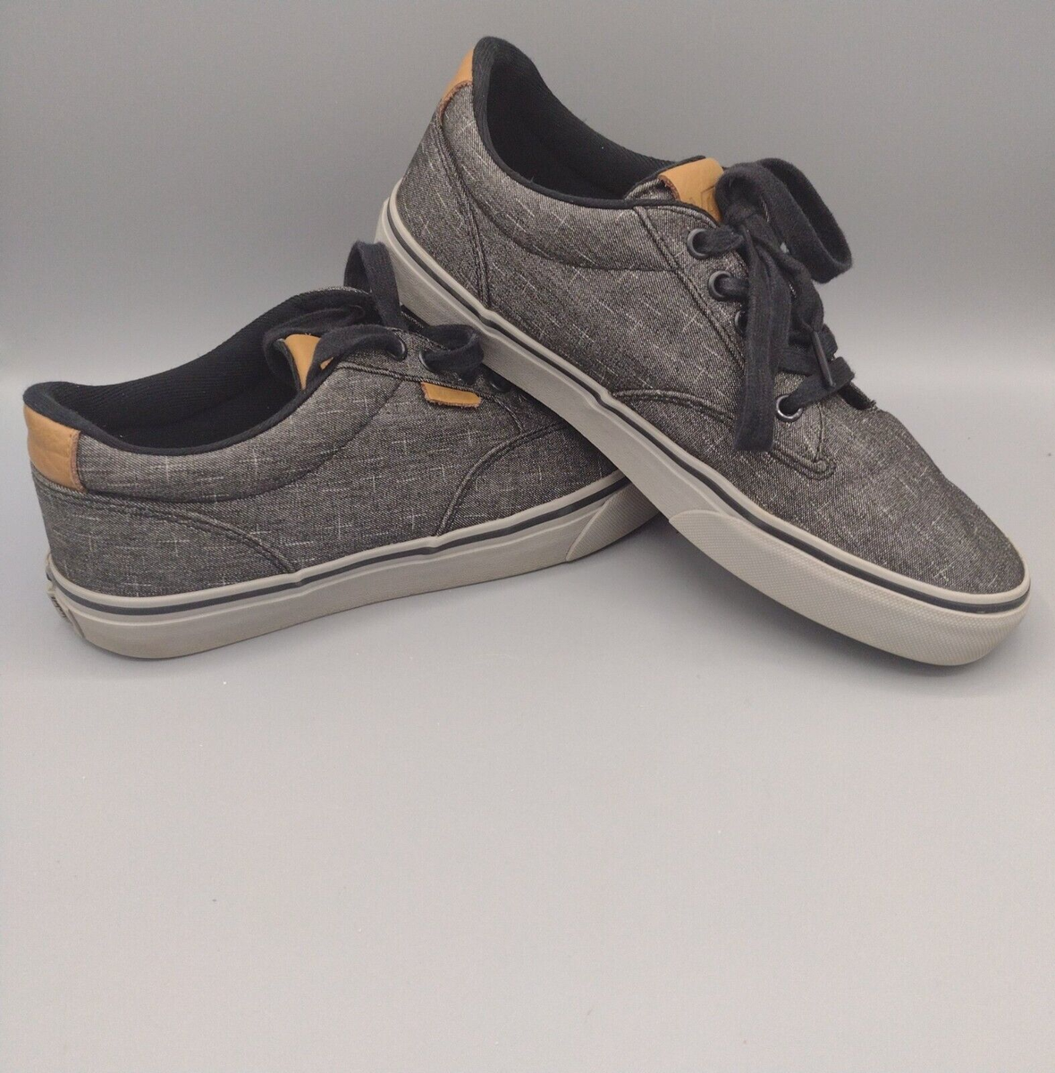 Vans Atwood Lace Canvas Skate Shoes, Textile Gray, Brown Leather Accents  Size 8M