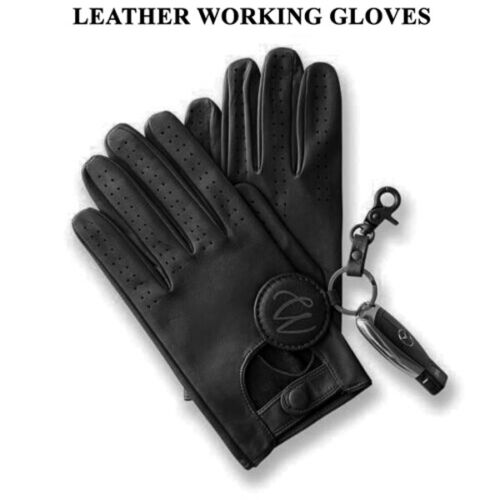 MENS CLASSIC DRIVING GLOVES SOFT GENUINE REAL LAMBSKIN LEATHER UNLINED BLACK TAN - Picture 1 of 9