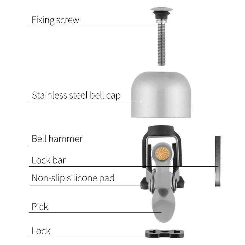 ROCKBROS Bicicleta Vintage Clásico Manillar Anillo Bicicleta Retro Campana Plata Brillante Foto 3 de 4