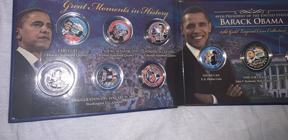 Barack Obama Great Moments In History 24kt Gold Layer 9 Coin