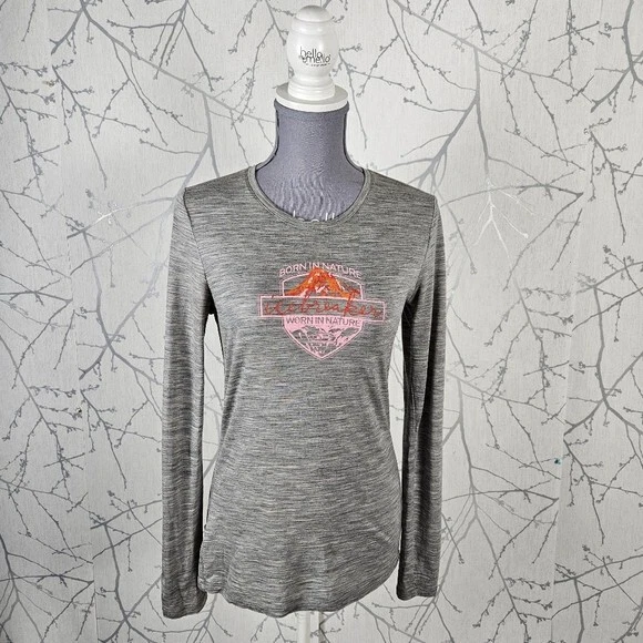 Icebreaker Heathered Gray 100% Merino Wool Long Sleeve Baselayer | Women's S