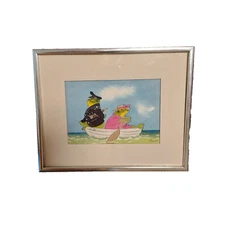 Bullfrog Frog as Sea Captain & Dress Picture 10 x 9 Framed Illus. Ocean Copper 
