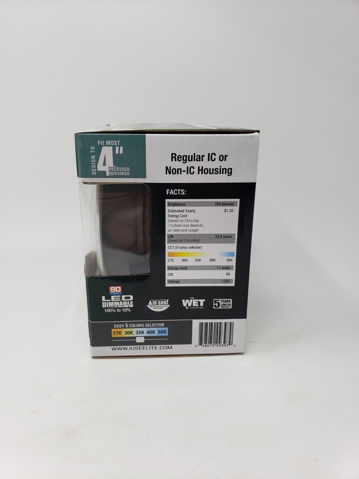 Elite LED Light 4” Round Recessed Downlight Fixture G3 Field Selectable CCT