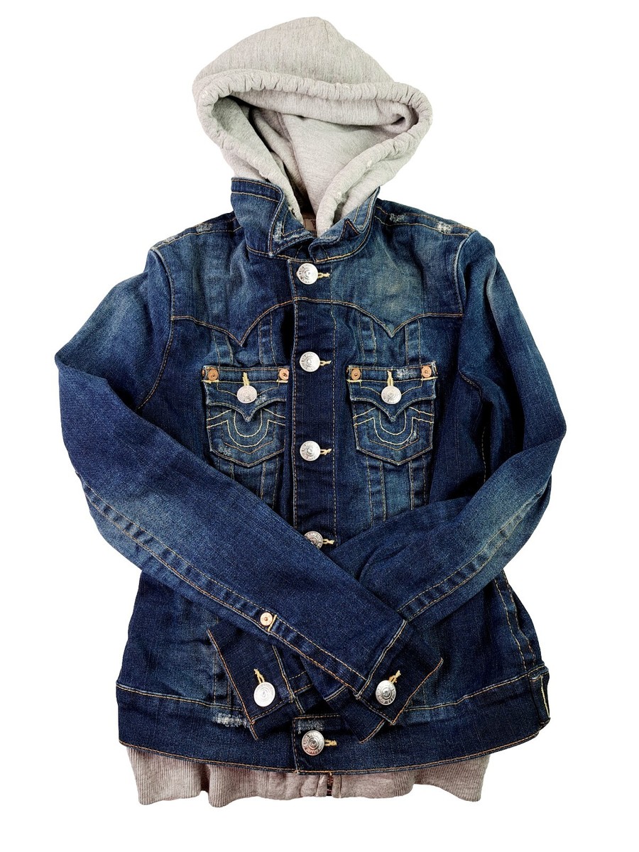さや true religion damage denim jacket Women True Religion Katana Denim Jacket Distressed Size XS