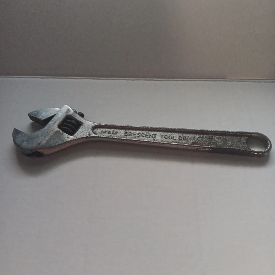Vintage Crescent Tool Co. 12" Thick Head Adjustable Wrench Jamestown N.Y. NY USA