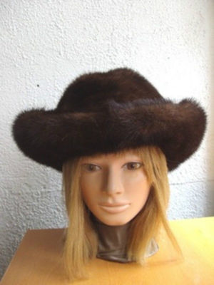 BRAND NEW NATURAL COWBOY DEMI BUFF MINK FUR HAT WOMEN WOMAN SZ ALL