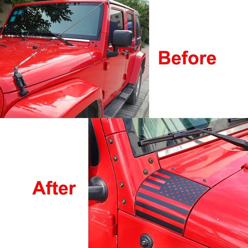 for Jeep Wrangler JK 2007-17 PVC Side Hood Body Armor Cowl Sticker Decal US Flag - Foto 5 di 14
