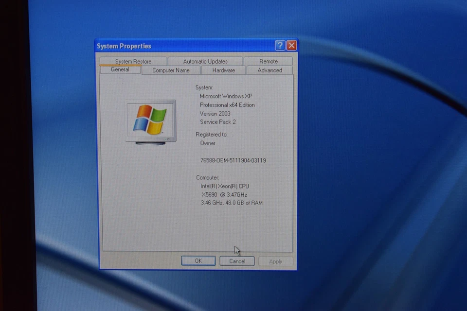 Unidad de disco duro Dell Precision Xeon T7500 X5690 3,47 GHz 48 GB RAM 1 TB Windows XP Pro x64 bits Foto 2 de 4