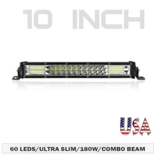 10inch 180W LED Light Bar Dual Row Spot Flood Combo Work SUV Offroad ATV UTV US