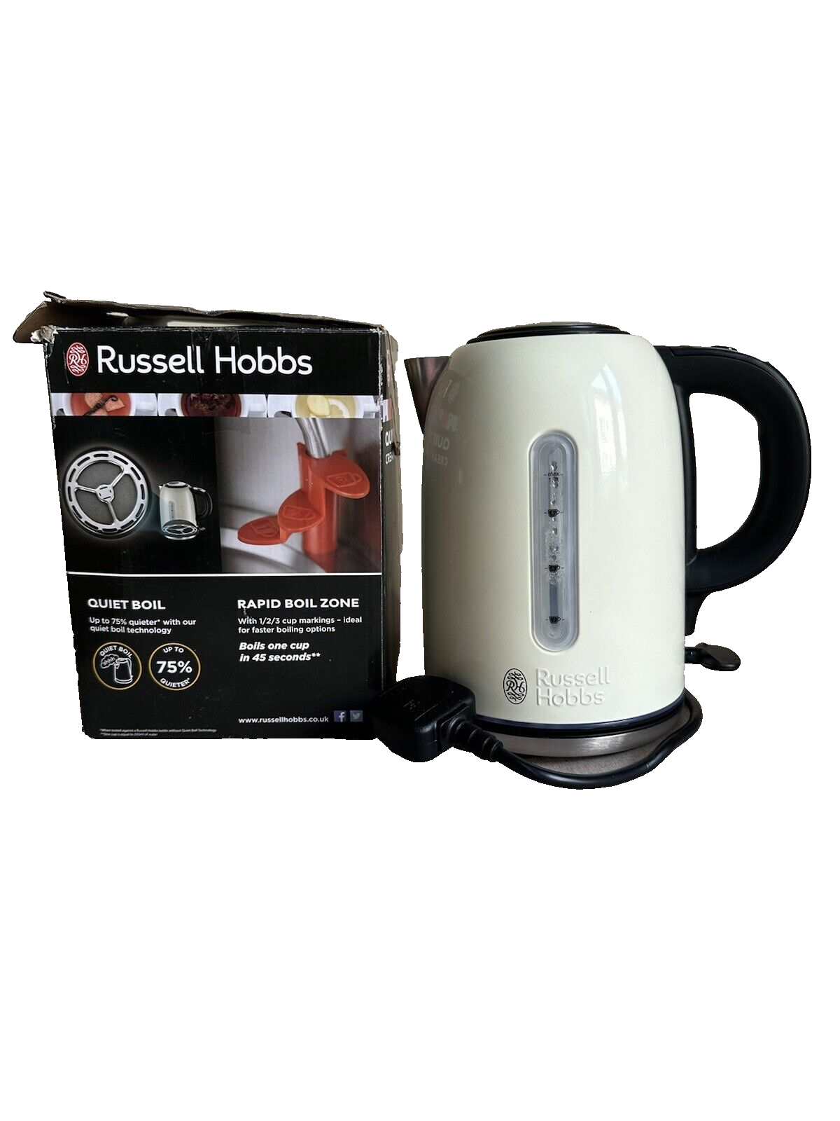 Russell Hobbs 20461 Quiet Boil Kettle Cream 5038061134483 eBay