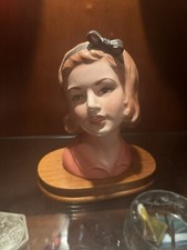 HTF Topline xlg 9? No Crazing Bisque Headvase Lady Head Vase Brunette