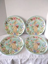 4 Certified International Joy Of Easter 11" Dinner Plates Rabbit Susan Winget 
