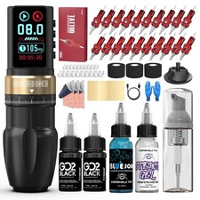 Wormhole Tattoo Gun Wireless Tattoo Machine Kit with 2 Xtreme Tattoo Ink, Pro...