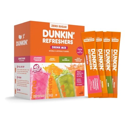 Dunkin  Zero Sugar Refreshers Singles To Go Powdered Drink Mix, 40 Ct Variety...