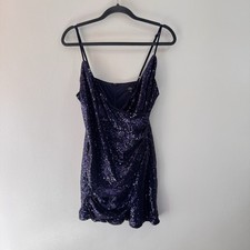 NWT Lulus Tank Dress XL Navy Blue Sequins Wrap Mini Sexy Cocktail Party