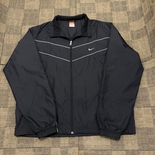 Vtg Y2K Nike Black Nylon Windbreaker Full-Zip Jacket Sz XL