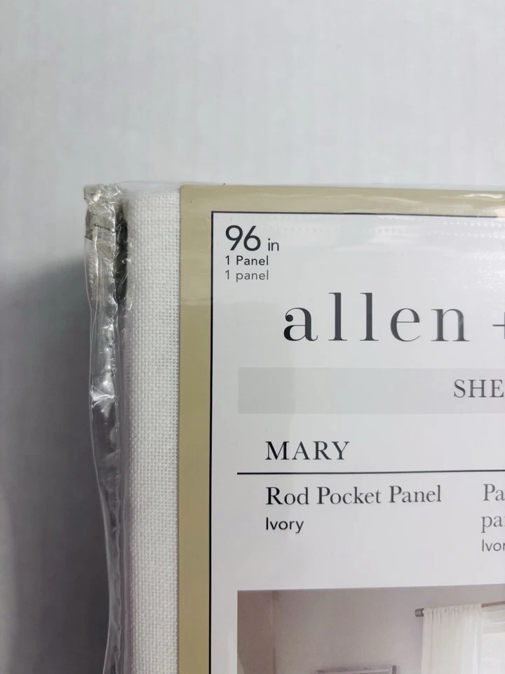 ALLEN + ROTH96-en Marfil Barra Transparente Bolsillo Panel Cortina Único Foto 3 de 4