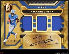 2023 Panini Gold Standard #280 Jahmyr Gibbs RC Rookie TRIPLE JERSEY AUTO 102/149
