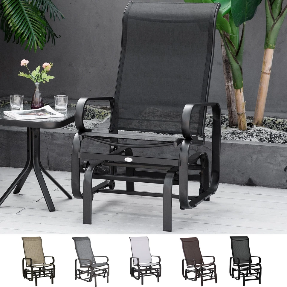 Outsunny Patio Glider Swing Chair Seat Lounger Porch Rocker Outdoor Sling Fabric