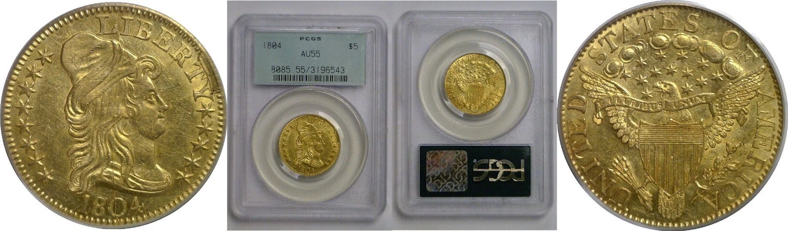 1804 $5 Capped Bust PCGS AU-55