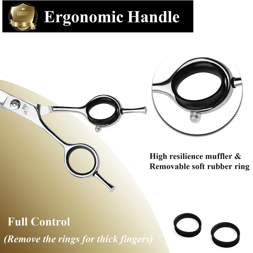 6" Hair Cutting Scissors Professional Curved Grooming for Steel - Image 3 of 4